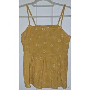 Fall Yellow & Cream Floral Print Size Medium Y2K Style Babydoll Tank Top Shirt